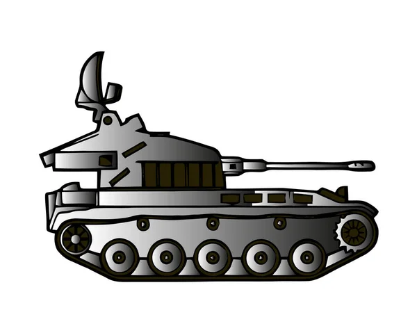 Militärpanzer Isoliert Auf Weiß Gepanzertes Kampffahrzeug Für Den Frontkampf Mit — Stockvektor