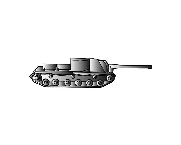 Military Tank Isolated White Armoured Fighting Vehicle Designed Front Line — Stock Vector