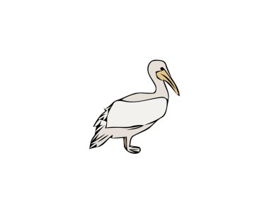 Tepeli pelikan simgesi. Anahat Dalmaçyalı Pelikan vektör simgesi beyaz arka plan üzerinde izole web tasarımı için