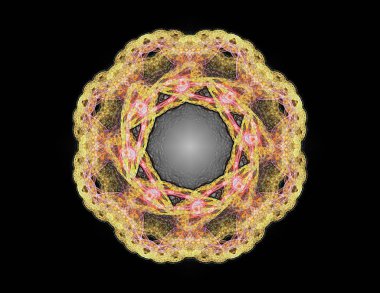 Soyut fraktal kırmızı arka plan ile kesişen daireler ve oval. disko ışıkları. Hareket illüstrasyon.