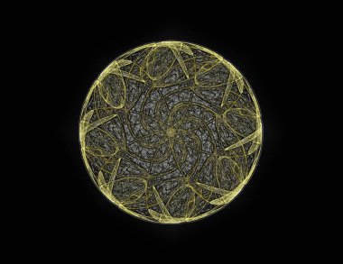 Soyut fraktal kırmızı arka plan ile kesişen daireler ve oval. disko ışıkları. Hareket illüstrasyon.