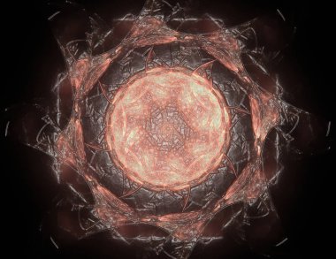 Konuyla ilgili soyut fraktal formlar grafik tasarım ve nükleer fizik bilim parçacıkların. Geometri kutsal fütüristik kuantum dijital hologram doku geliştirme dalga gerçeküstü tasarım.