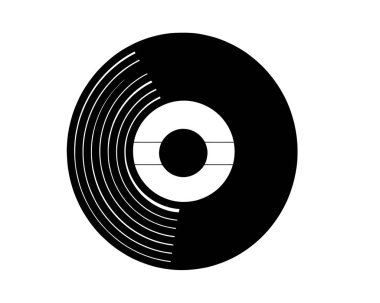 Vektör çizim gerçekçi retro tasarım stili bir vinil kayıtta. Siyah müzik uzun çalma albüm simgesi beyaz arka plan üzerinde izole. Vintage ses taşıyıcı. Ses klasik plastik disk