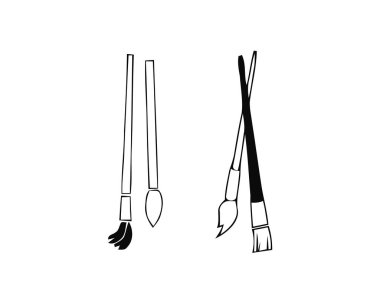 Beyaz arka plan boya fırçalar vektör simgesi. Boya fırçaları grafik ve web tasarım modern simgesi. Boya simgesini işaret logo, Web sitesi, app, Kullanıcı arabirimi için fırçalar. Boya fırçaları düz vektör simge tasarlamak