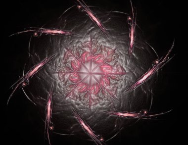 Soyut fraktal kırmızı arka plan ile kesişen daireler ve oval. disko ışıkları. Hareket illüstrasyon.