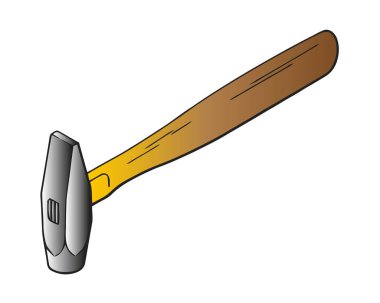 Çekiç vektör düz simgesi. İnşaat çalışma Aracı öğesini seçin. Düz logosunun beyaz arka plan üzerinde çekiç izole. Vektör çekiç karikatür çizim.