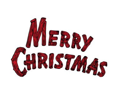 Neşeli Noel metin, yazı, tebrik. Vektör çizim.