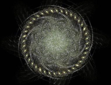 Soyut fraktal kırmızı arka plan ile kesişen daireler ve oval. disko ışıkları. Hareket illüstrasyon.