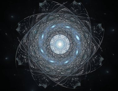 Soyut fraktal arka plan - bilgisayar tarafından oluşturulan görüntü. Dijital sanat. Daireleri merkeze doğru yakınsak. Kapakları, posterler, masaüstü duvar kağıdı için