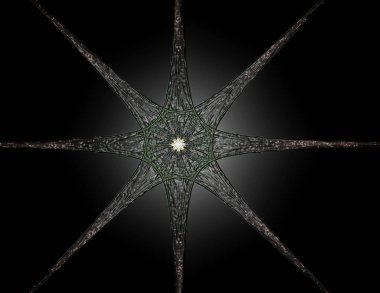 Soyut bir bilgisayar koyu arkaplanda modern fraktal tasarım üretti. Soyut fraktal renk dokusu. Dijital sanat. Soyut Form ve Renkler. Tasarımınız için soyut fraktal element deseni. Dinamik şekilli yumuşak renk üçgeni spirali