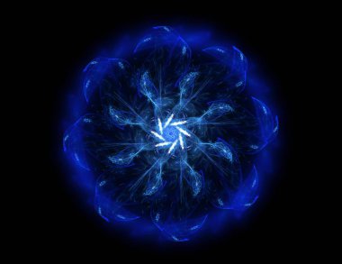 Soyut bir bilgisayar koyu arkaplanda modern fraktal tasarım üretti. Soyut fraktal renk dokusu. Dijital sanat. Soyut Form ve Renkler. Tasarımınız için soyut fraktal element deseni. Dinamik şekilli yumuşak renk üçgeni spirali