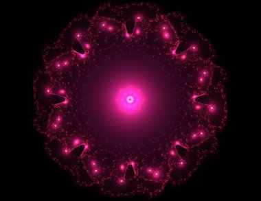 Soyut bir bilgisayar koyu arkaplanda modern fraktal tasarım üretti. Soyut fraktal renk dokusu. Dijital sanat. Soyut Form ve Renkler. Tasarımınız için soyut fraktal element deseni. Dinamik şekilli yumuşak renk üçgeni spirali