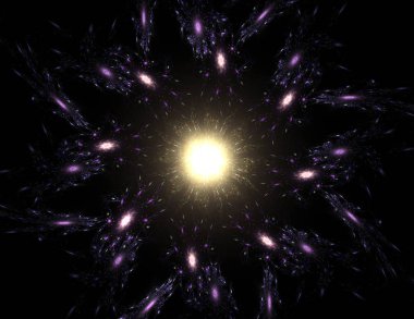 Soyut bir bilgisayar koyu arkaplanda modern fraktal tasarım üretti. Soyut fraktal renk dokusu. Dijital sanat. Soyut Form ve Renkler. Tasarımınız için soyut fraktal element deseni. Dinamik şekilli yumuşak renk üçgeni spirali