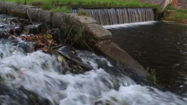 自然な流れる水 純粋できれいな湧水 天然温泉水が流れます 冷たい水の噴水 — ストック動画