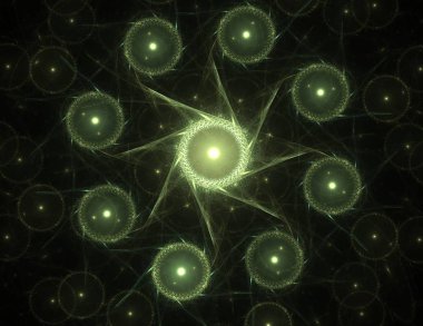 Soyut bir bilgisayar koyu arkaplanda modern fraktal tasarım üretti. Soyut fraktal renk dokusu. Dijital sanat. Soyut Form ve Renkler. Tasarımınız için soyut fraktal element deseni. Dinamik şekilli yumuşak renk üçgeni spirali