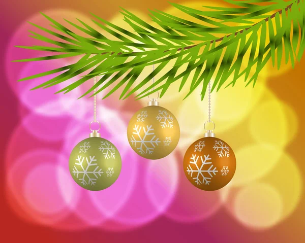Χριστουγεννιάτικο Φόντο Μπιχλιμπίδια Και Χριστουγεννιάτικο Δέντρο — Διανυσματικό Αρχείο