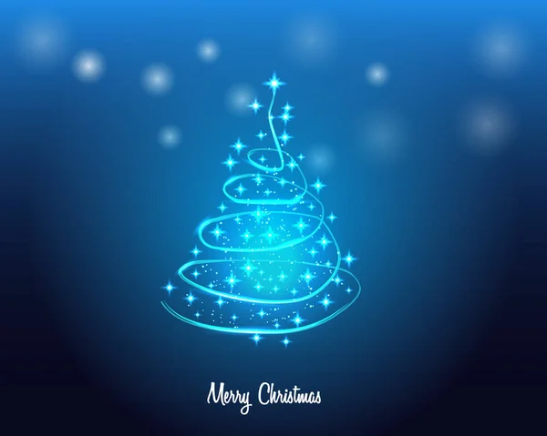 Weihnachtsbaum Mit Schneeflockensymbolen Auf Blauem Hintergrund — Stockvektor