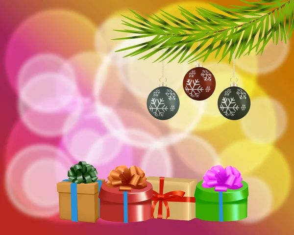 Kerstcadeautjes Met Een Slinger Een Geschenkdozen Vectorillustratie — Stockvector