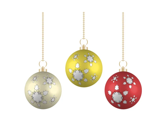 Colorful Christmas Balls Set Isolated Realistic Decorations Vector Illustration — Stock Vector