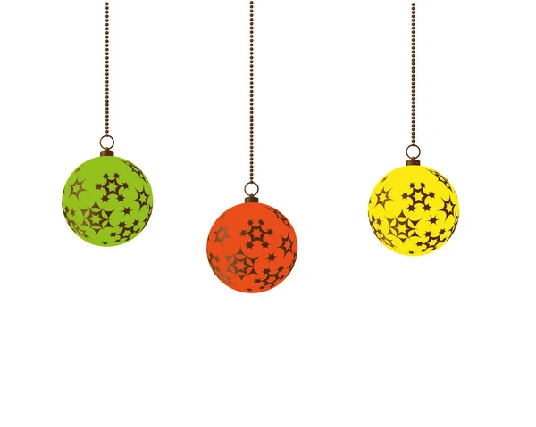 Bolas Natal Coloridas Conjunto Decorações Realísticas Isoladas Ilustração Vetorial — Vetor de Stock
