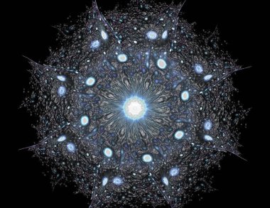 Uzay serisi geometrisini. Görsel olarak çekici zemin kavramsal Izgaralar eğrileri ve fraktal öğeleri öğesi olarak düzenleri fizik matematik teknoloji bilim ve eğitim için uygun yapılmış