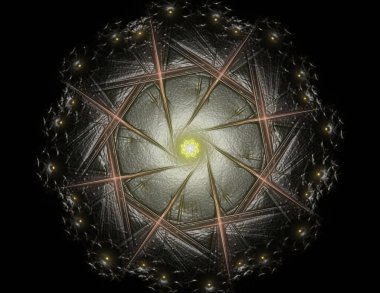 Soyut bir bilgisayar koyu arkaplanda modern fraktal tasarım üretti. Soyut fraktal renk dokusu. Dijital sanat. Soyut Form ve Renkler. Tasarımınız için soyut fraktal element deseni. Dinamik şekilli yumuşak renk üçgeni spirali