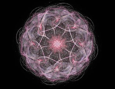 Soyut bir bilgisayar koyu arkaplanda modern fraktal tasarım üretti. Soyut fraktal renk dokusu. Dijital sanat. Soyut Form ve Renkler. Tasarımınız için soyut fraktal element deseni. Dinamik şekilli yumuşak renk üçgeni spirali