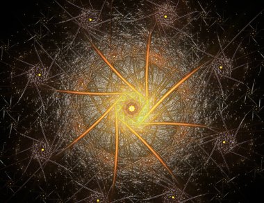 Soyut bir bilgisayar koyu arkaplanda modern fraktal tasarım üretti. Soyut fraktal renk dokusu. Dijital sanat. Soyut Form ve Renkler. Tasarımınız için soyut fraktal element deseni. Dinamik şekilli yumuşak renk üçgeni spirali