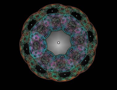 Dantelli renkli saat desen. Dijital fractal sanat tasarım. Kutsal semboller işaretler geometrisi soyut tasarım. Astroloji simya sihirli tasarımlar. Geometrik sarmal. Soyut renkli fraktal doku.