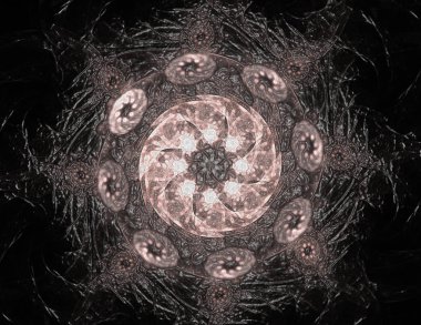 Dantelli renkli saat desen. Dijital fractal sanat tasarım. Kutsal semboller işaretler geometrisi soyut tasarım. Astroloji simya sihirli tasarımlar. Geometrik sarmal. Soyut renkli fraktal doku.