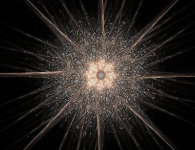 Soyut bir bilgisayar koyu arkaplanda modern fraktal tasarım üretti. Soyut fraktal renk dokusu. Dijital sanat. Soyut Form ve Renkler. Tasarımınız için soyut fraktal element deseni. Dinamik şekilli yumuşak renk üçgeni spirali