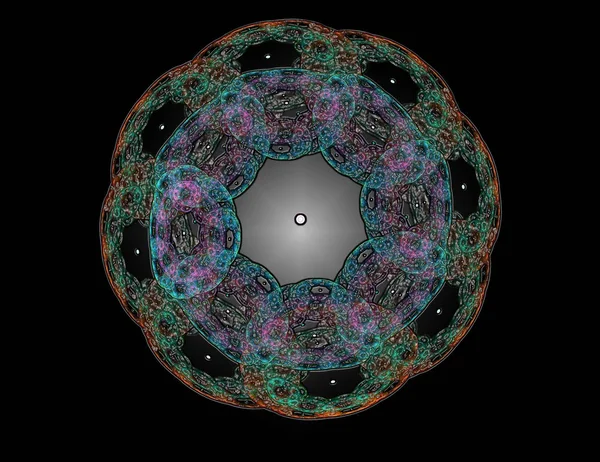 Dantelli Renkli Saat Desen Dijital Fractal Sanat Tasarım Kutsal Semboller — Stok fotoğraf