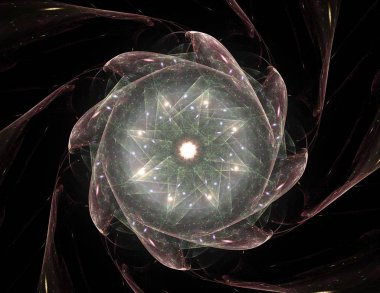 Soyut bir bilgisayar modern fraktal tasarım beyaz arka plan üzerinde oluşturulan. Fraktal renk doku soyut. Dijital sanat. Soyut Form ve renk. Soyut fraktal öğe desen tasarımınız için. Parlak deniz çiçek yıldız. Güzel soyut fraktal flo