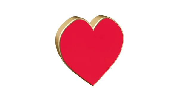 Golden Heart White Background Valentine Symbol Rendering Heart Gold — Stock Photo, Image