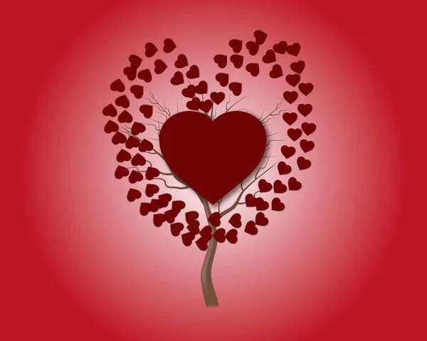 Biglietto San Valentino Con Cuori Carta Rossa Cuori San Valentino — Vettoriale Stock