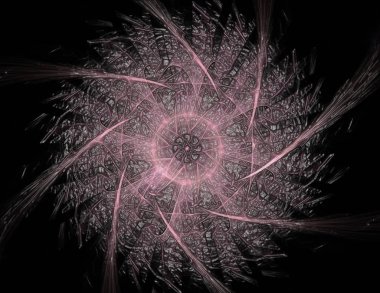 Soyut fraktal kırmızı arka plan ile kesişen daireler ve oval. disko ışıkları. Hareket illüstrasyon.