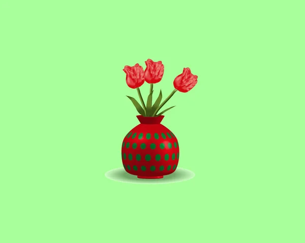 Rozenboeket met rode bloemen en groene bladeren realistische vector illustratie — Stockvector