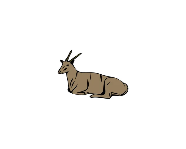 Antilope, vector illustratie. Profiel weergave en platte stijl op witte achtergrond — Stockvector