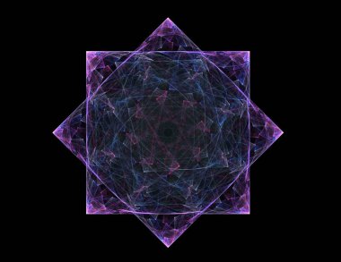 Dantelli renkli saat desen. Dijital fractal sanat tasarım. Kutsal semboller işaretler geometrisi soyut tasarım.