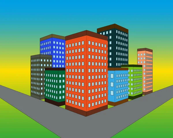 Набір векторних фасадів плоского стилю панельних будинків. Класичні блоки квартир архітектурних символів та елементів дизайну. Колекція для просування продуктів та реклами ізольована на кольоровому фоні — стоковий вектор