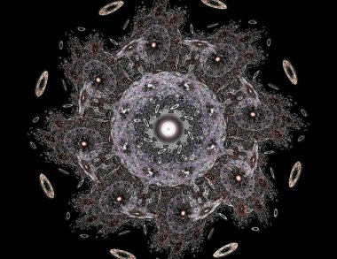 Aşağı düşen geometrik spiral. Soyut renkli fraktal metin