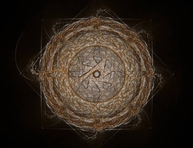 Aşağı düşen geometrik spiral. Soyut renkli fraktal metin