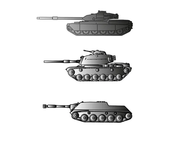 Vector the flat military tank with a gun and a machine gun. For infographic, the historical websites and books and magazines. Element for games. — Stock Vector