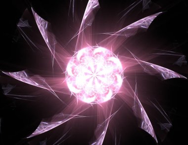 Soyut fraktal kırmızı arka plan ile kesişen daireler ve oval. disko ışıkları. Hareket illüstrasyon.