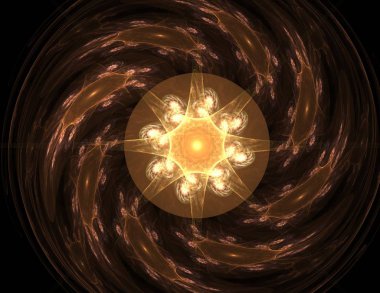 Soyut fraktal kırmızı arka plan ile kesişen daireler ve oval. disko ışıkları. Hareket illüstrasyon.