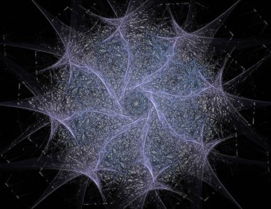 Soyut fraktal kırmızı arka plan ile kesişen daireler ve oval.