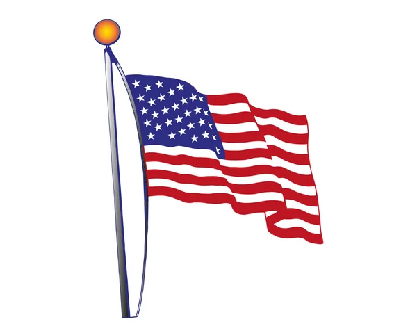 Bandera de Estados Unidos con viento ondeante — Vector de stock