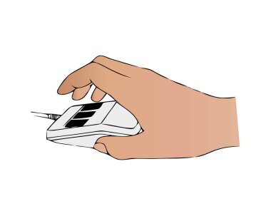 Bilgisayar fare, simge üzerinde el. Fare kavramı ile tıklayarak. Vektör illüstrasyon. Düz tasarım tarzı. Araçlar programcısı, sistem mühendisi, web tasarımcıları, serbest çalışanlar