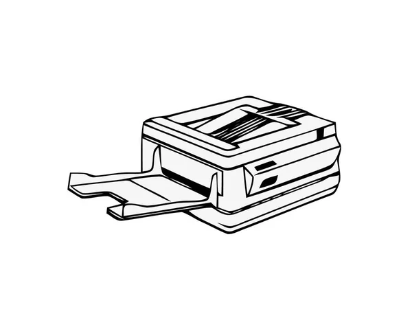 Copiadora o fotocopiadora. Dispositivo multifunción de oficina aislado sobre fondo blanco. Ilustración vectorial plana — Archivo Imágenes Vectoriales