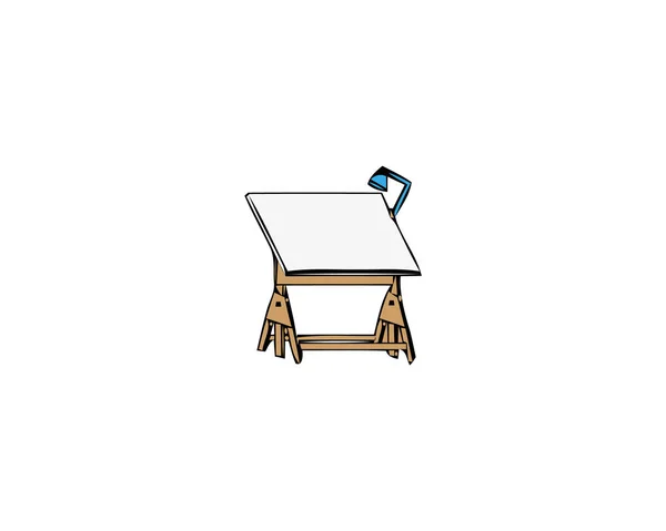Cavalete de madeira com lona transparente. Placa de arte. Ilustração de estoque vetorial plano, isolado em fundo branco — Vetor de Stock